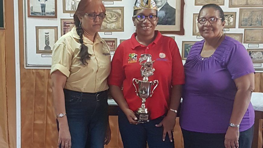 Claude Geddes Recreational Club 1st ever Queen of Domino 2017.  Managing Director Trophy